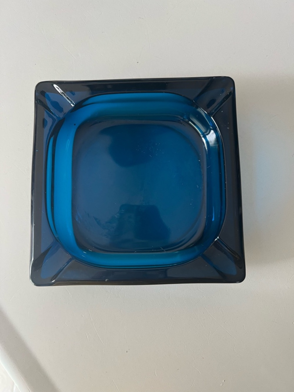 Viking Bluenique Square Blue Glass Ashtray